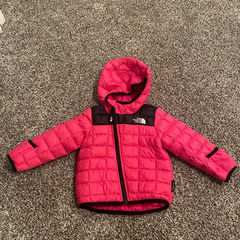 North Face Baby Thermoball Eco Jacket Winter Coat 6-12 Months Pink Black Puffer